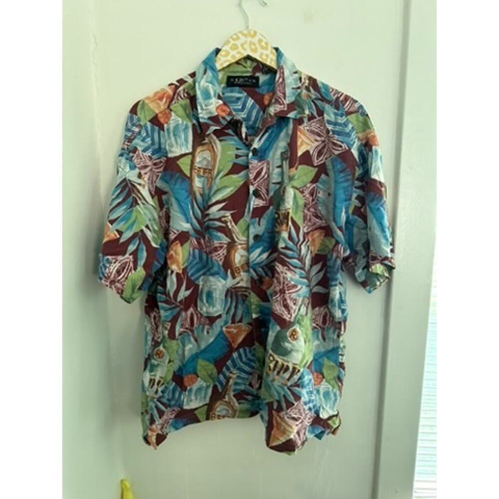 CACTUS Men's Hawaiian Button Front Shirt | Size XL